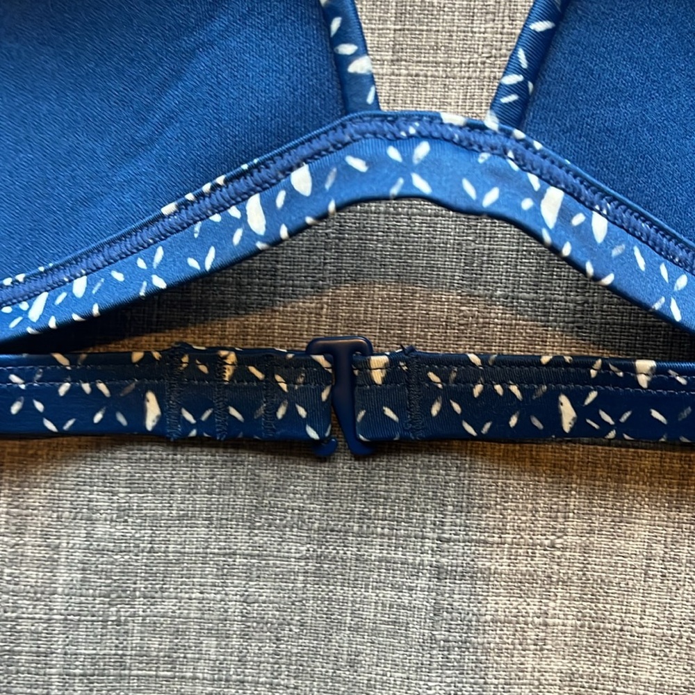 Prana Dark Blue Triangle Cup Halter Bikini Top NWT M - Picture 4 of 5